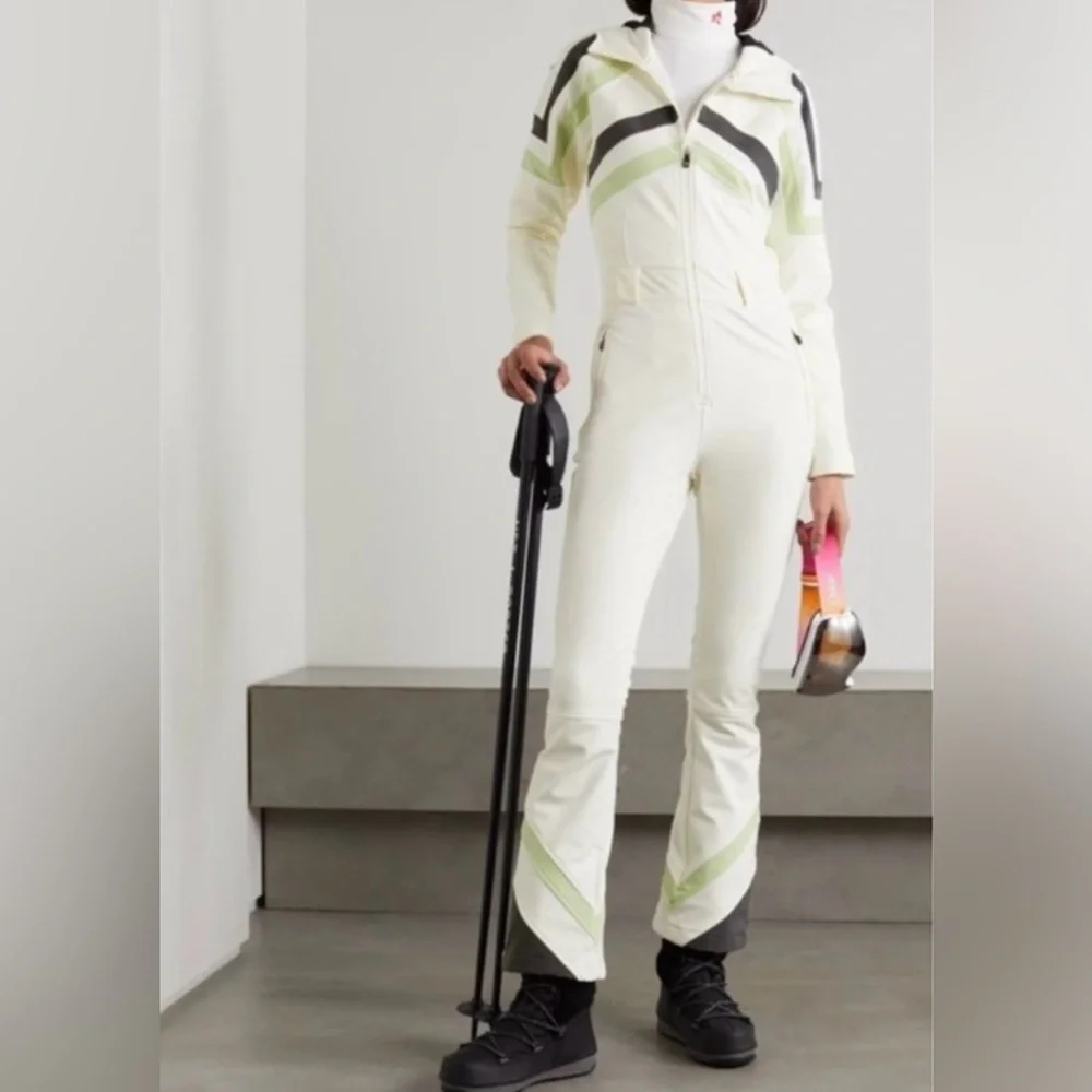 NWT Perfect moment Tignes hooded striped ski suit ( belt is not included)